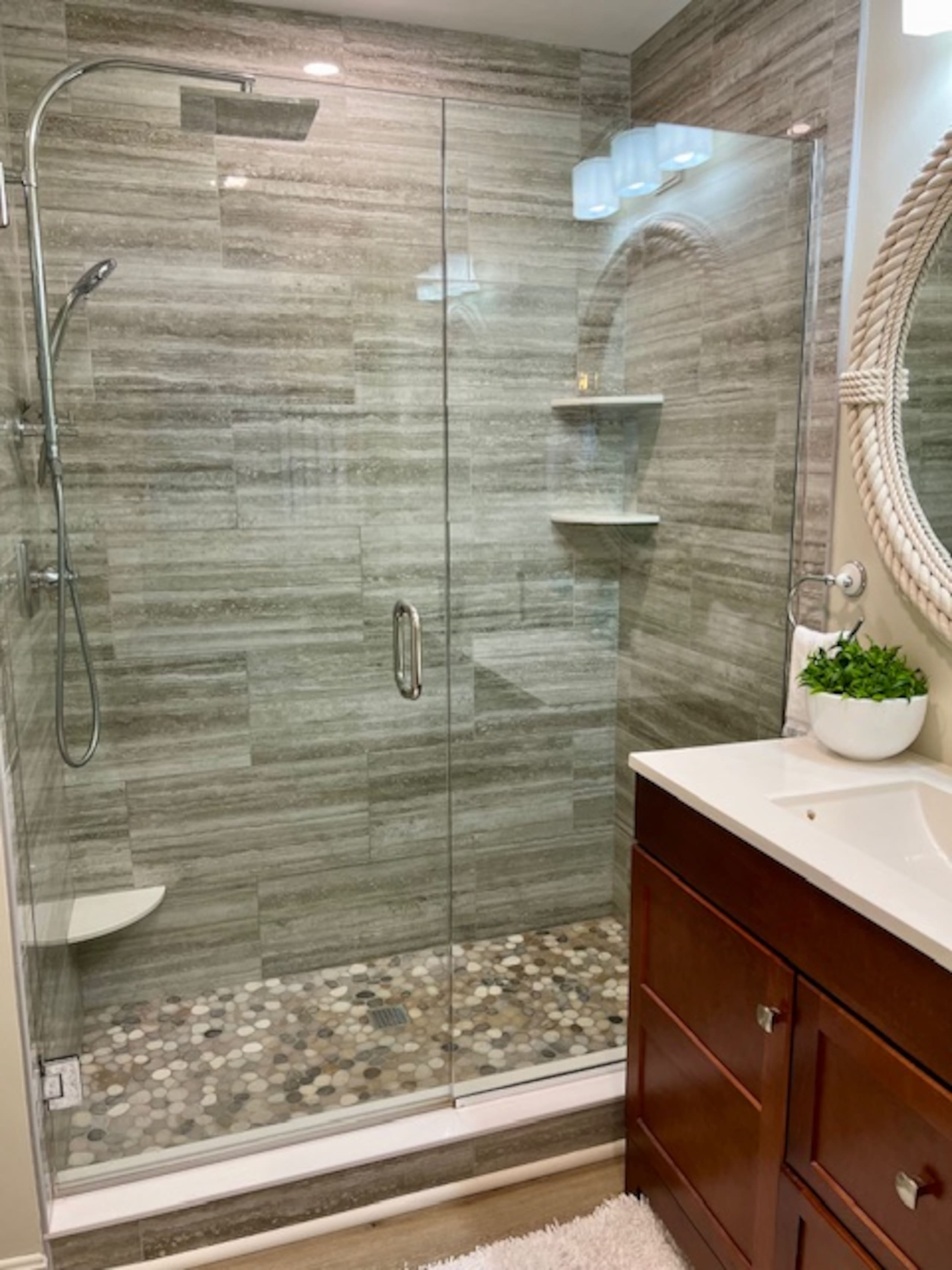 Bathroom walk-in glass shower