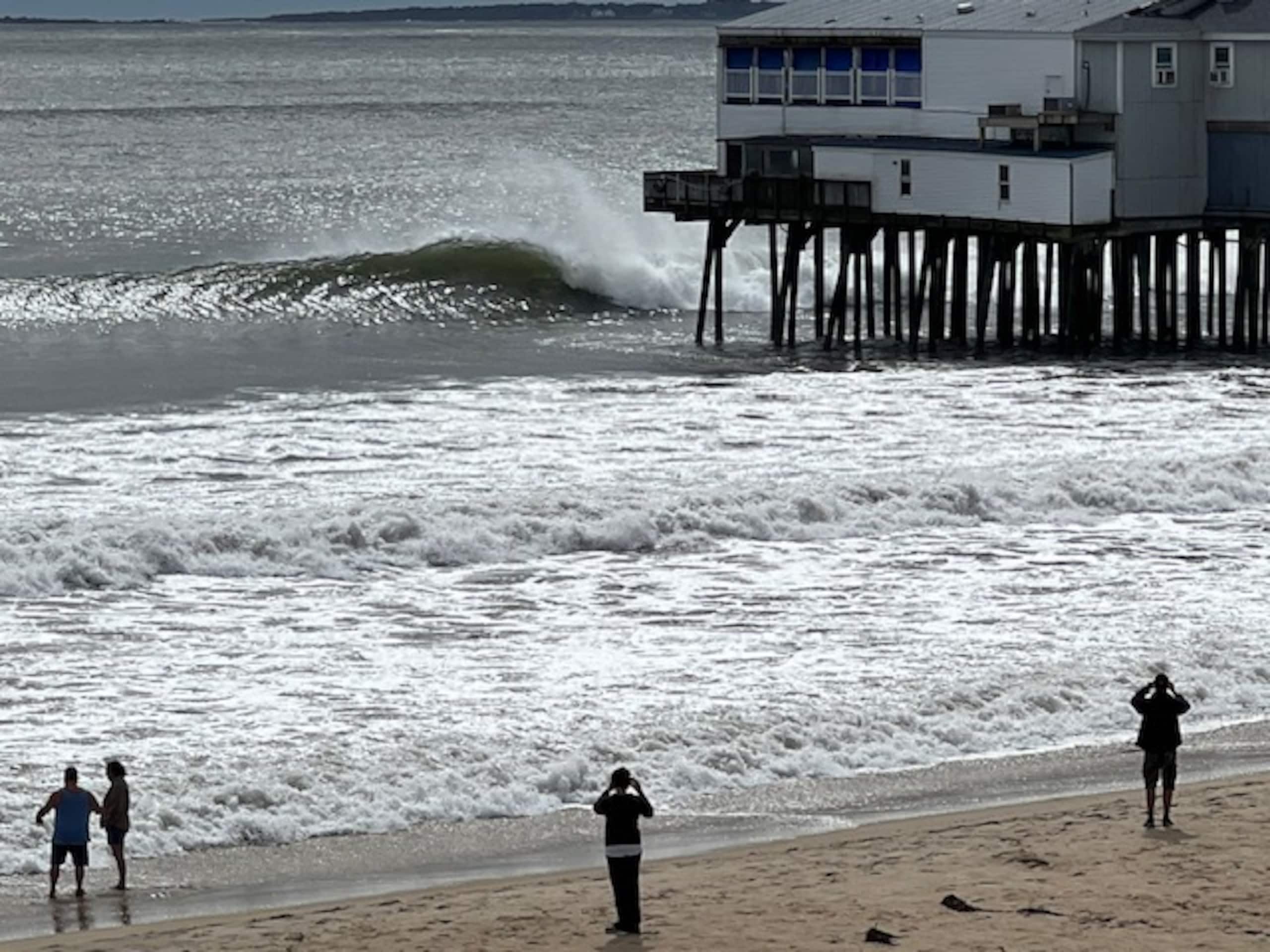 Waves breaking near the Old Orchard Beach pier